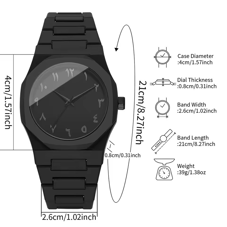 4 In 1 Men's Watch Set And Jewelry Set Black Men's Sports Watches For Men And Women Dopamine Quartz Watches Rings Bracelet Necklace Black Cross Necklace Daily Wear Business Leisure Daily Clothing Matc