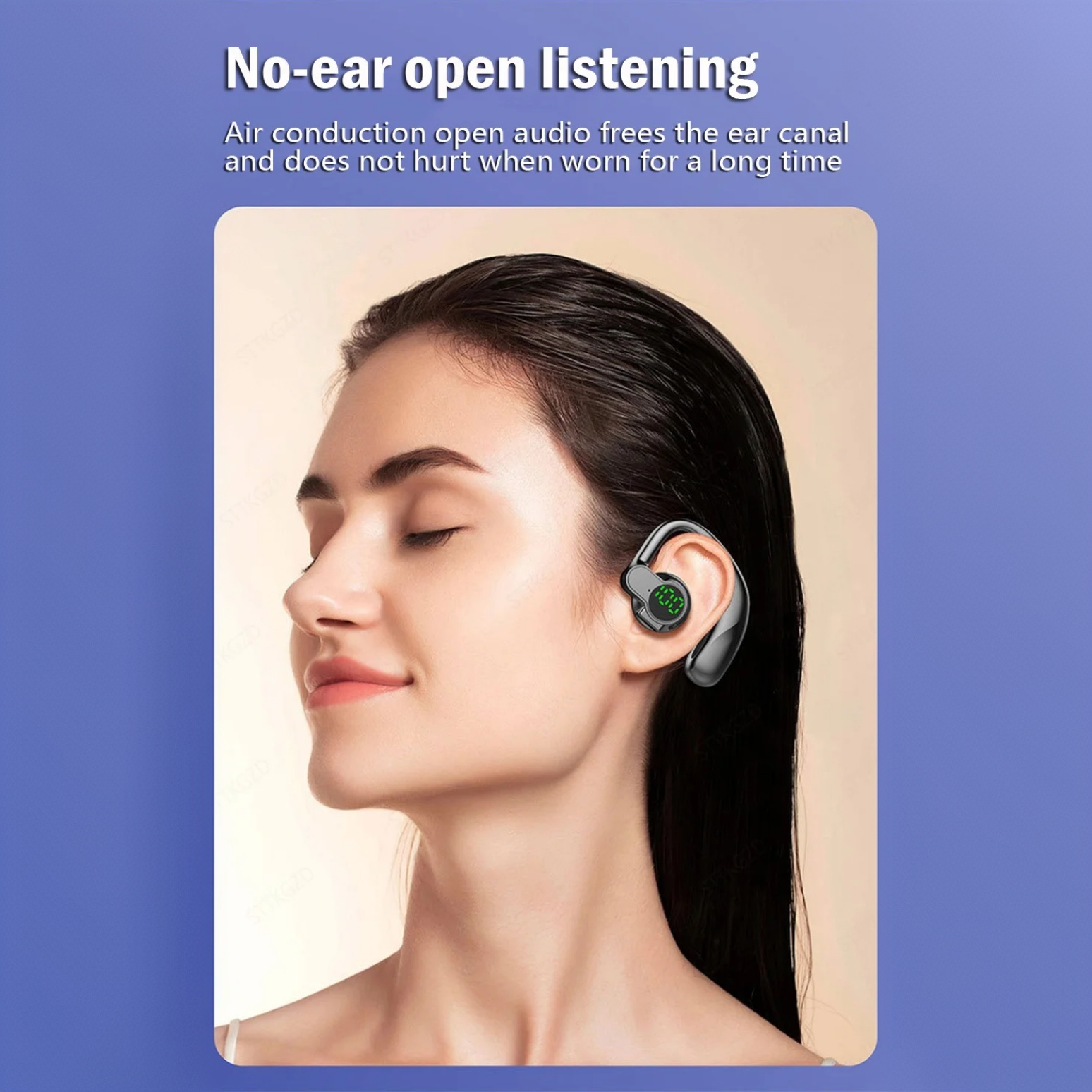 RichRipple 180° Rotatable Left/Right 10H Play Time Wireless  Bluetooth Earphone Digital Display Single Earbud Ultra Long Standby Business Earpods HD Call Headset Outdoor