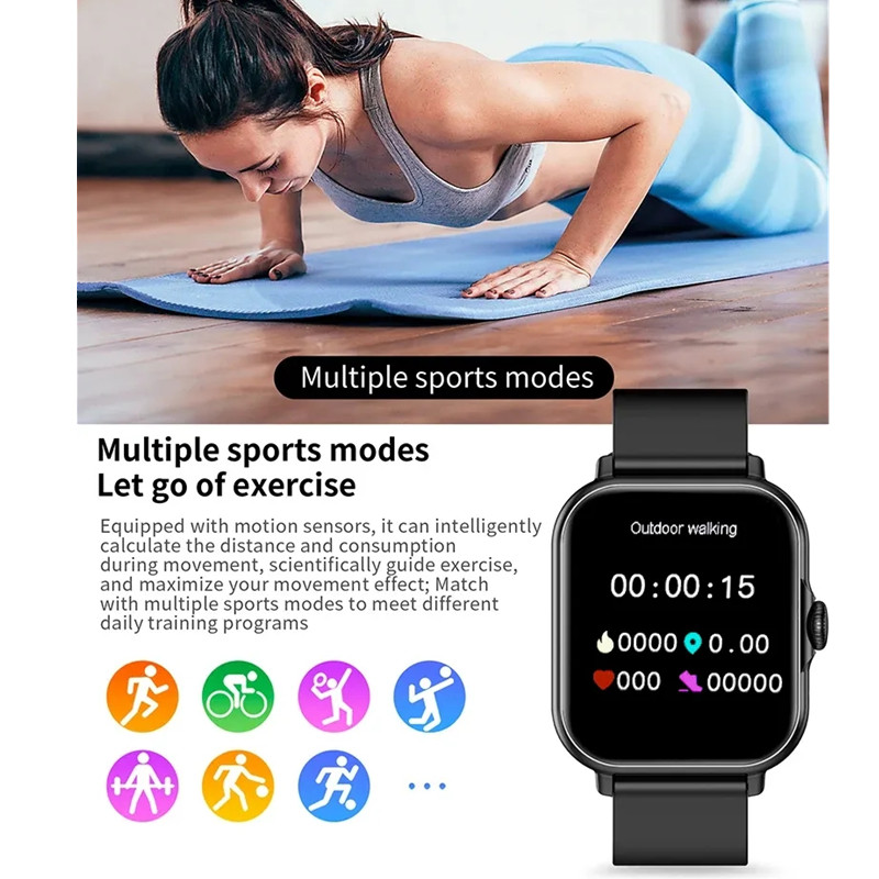 RichRipple A58 Plus Smart Watch 6 in 1 Set of Fine Luxury Gold Bangle and Stone 2.01-Inch Bluetooth Call Mobile Fitness SmartWatch Birthday Gift set for women heart rate sports watch Smartwatches