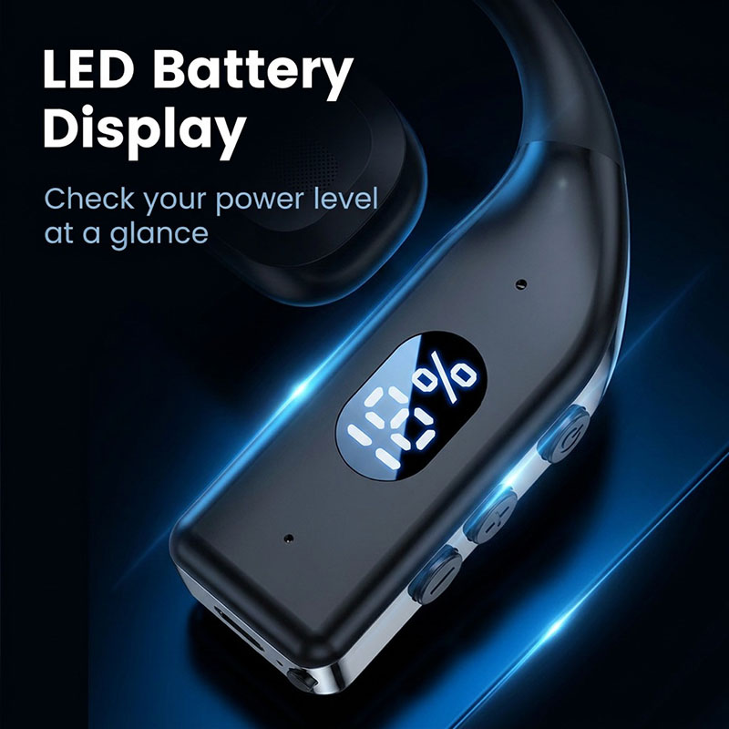 RichRipple 180° Rotatable Left/Right 10H Play Time Wireless  Bluetooth Earphone Digital Display Single Earbud Ultra Long Standby Business Earpods HD Call Headset Outdoor