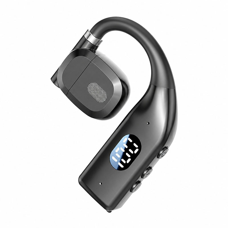 RichRipple 180° Rotatable Left/Right 10H Play Time Wireless  Bluetooth Earphone Digital Display Single Earbud Ultra Long Standby Business Earpods HD Call Headset Outdoor