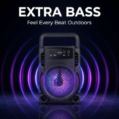 RichRipple Portable Bluetooth Speaker Extra Bass 3 Inch Wireless Speaker with LED Lights FM Radio TF Card AUX Party Speaker for Outdoor Home Travel Small Compact