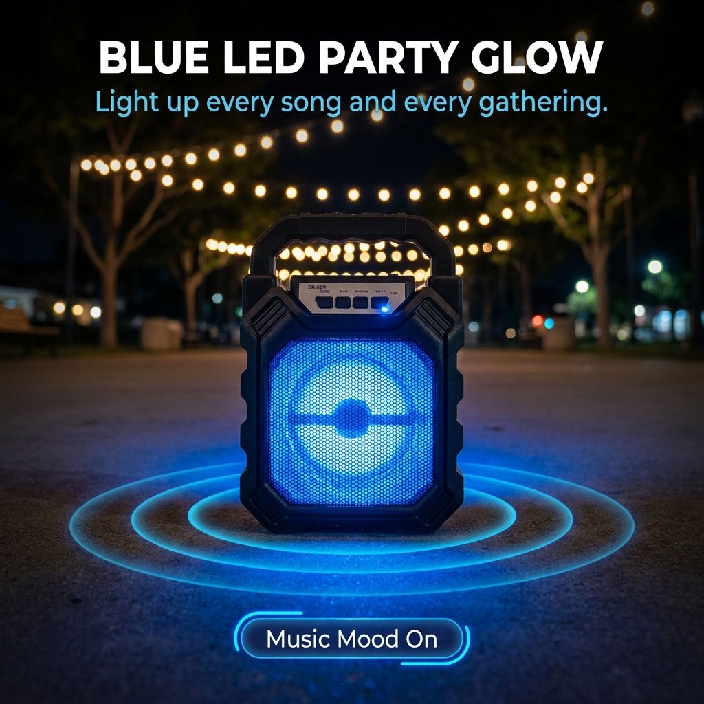 RichRipple Portable Bluetooth Speaker Wireless Speakers with Wired Microphone LED Lights Karaoke Party Speaker for Outdoor Camping Picnic Travel Rechargeable Compact