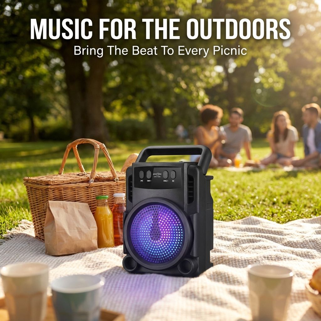 RichRipple Portable Bluetooth Speaker Extra Bass 3 Inch Wireless Speaker with LED Lights FM Radio TF Card AUX Party Speaker for Outdoor Home Travel Small Compact