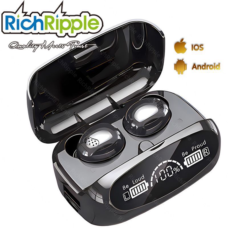 RichRipple TWS M90 Pro Bluetooth Earphone 5.3 Earphones Wireless Earpods Touch Control Gaming HIFI Stereo Sound Noise Reduction With Mic