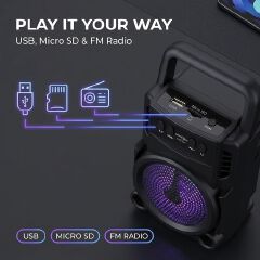 RichRipple Portable Bluetooth Speaker Extra Bass 3 Inch Wireless Speaker with LED Lights FM Radio TF Card AUX Party Speaker for Outdoor Home Travel Small Compact