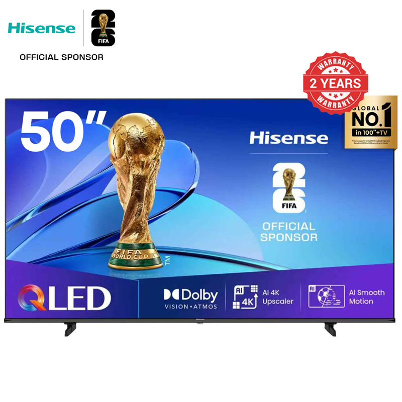 Hisense  50 inch 4K QLED Frameless Television VIDAA Smart TV with Netflix Youtube USB/SD Bluetooth Wifi Television TV 50Q6Q