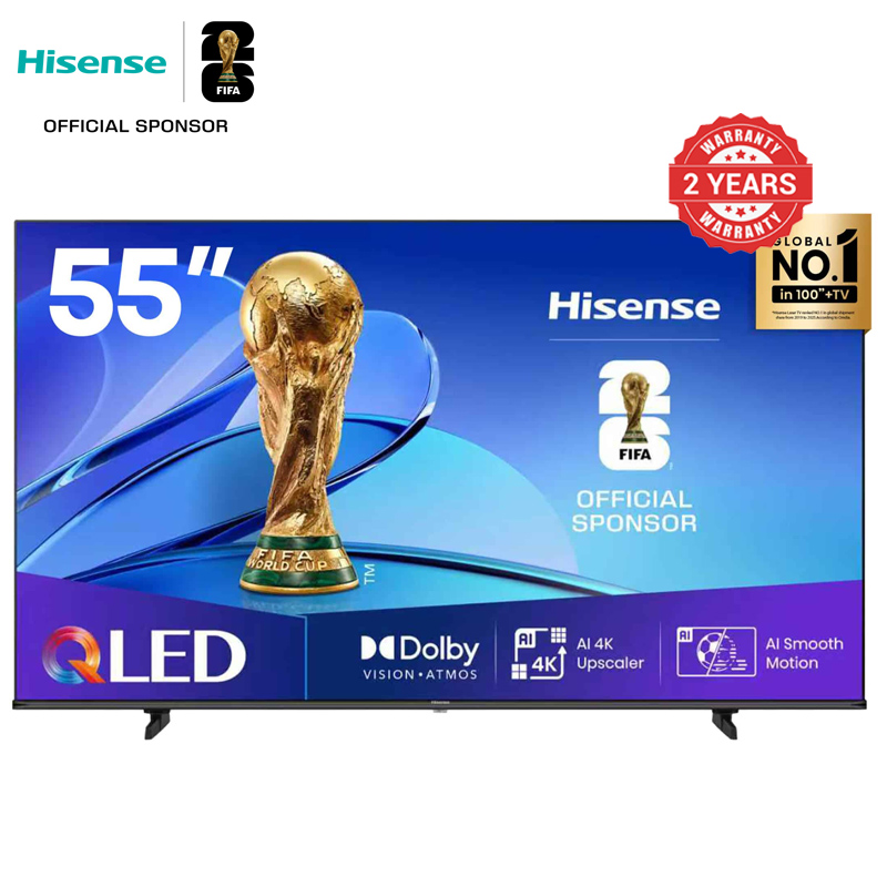 Hisense 55Q6Q 55 inch 4K QLED Frameless Television VIDAA Smart TV with Netflix Youtube USB/SD Bluetooth WIFI Television  TV