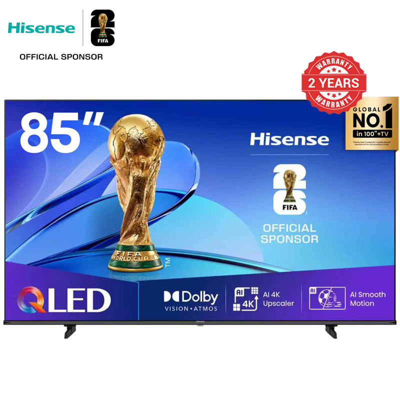 Hisense 85Q6Q 85 inch 4K QUHD Frameless Television VIDAA Smart TV with Netflix Youtube USB/SD Bluetooth WIFI Television Multifuctional TV