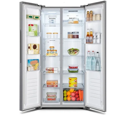 Hisense  434L 2 Doors Side By Side Fridge No Frost Energy Saving, Multi-airflow Cooling Silver REF441DR