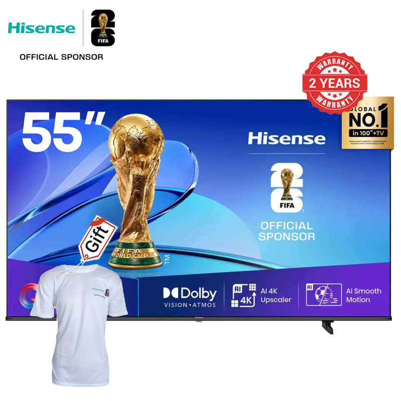 Hisense 55Q6Q 55 inch 4K QLED Frameless Television VIDAA Smart TV with Netflix Youtube USB/SD Bluetooth WIFI Television  TV
