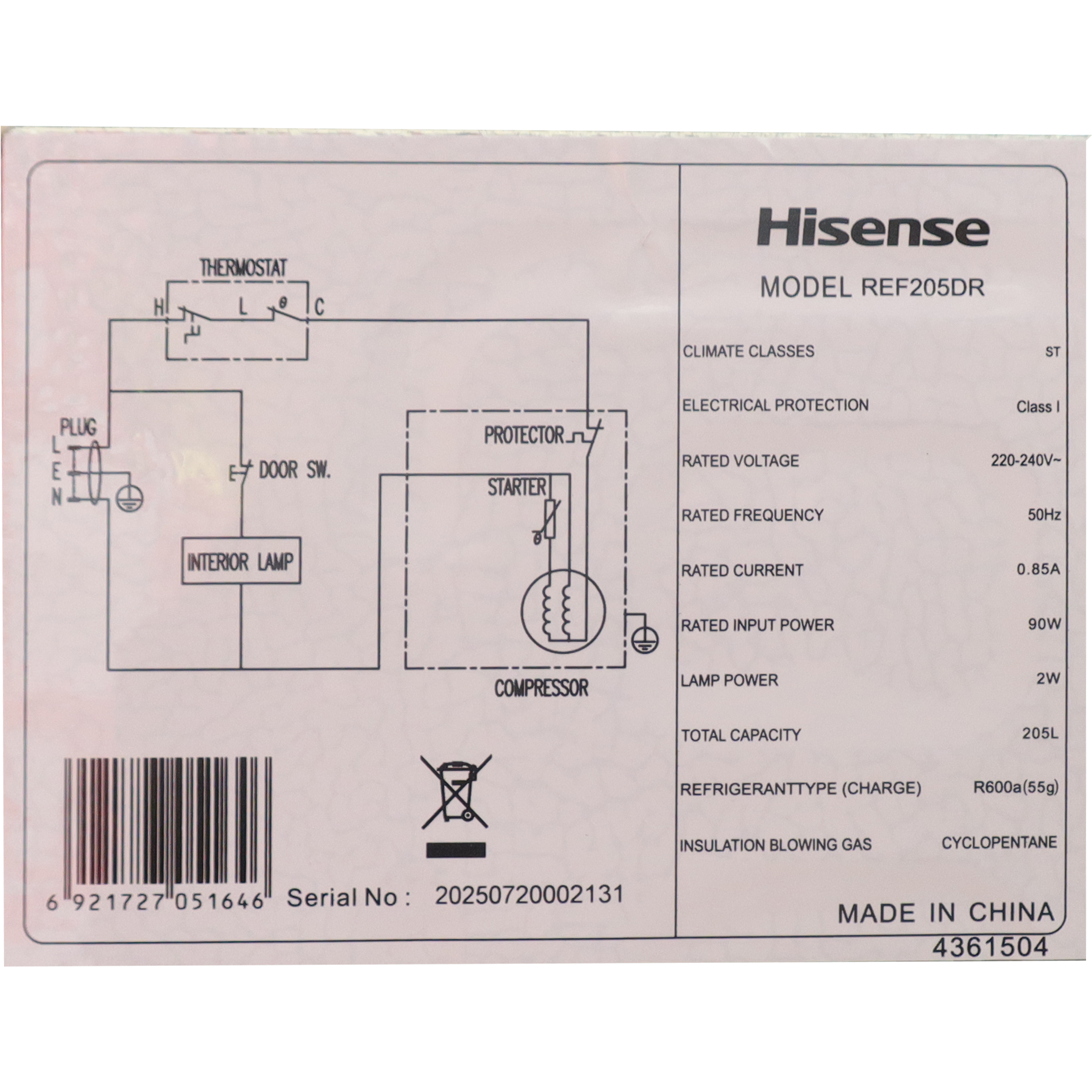 Hisense fridge 205L Double Door Refrigerator REF205DR Double Doors Refrigerator Fridge and Freezer With Lock Refrigerators Water diespenser