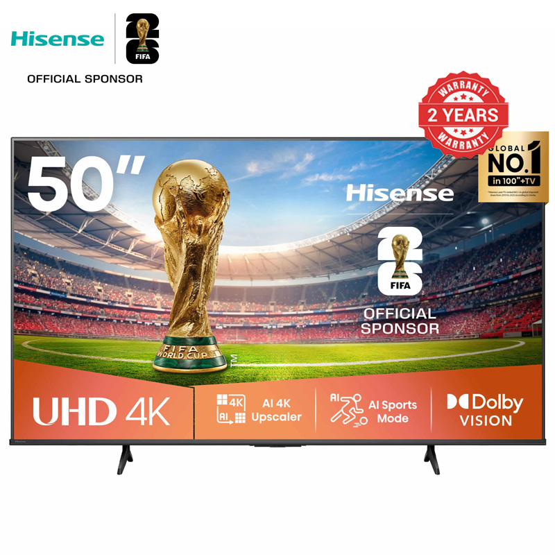 Hisense 50A6Q 50 inch 4K UHD Frameless Television VIDAA Smart TV with Netflix Youtube USB/SD Bluetooth WIFI Television Multifuctional TV