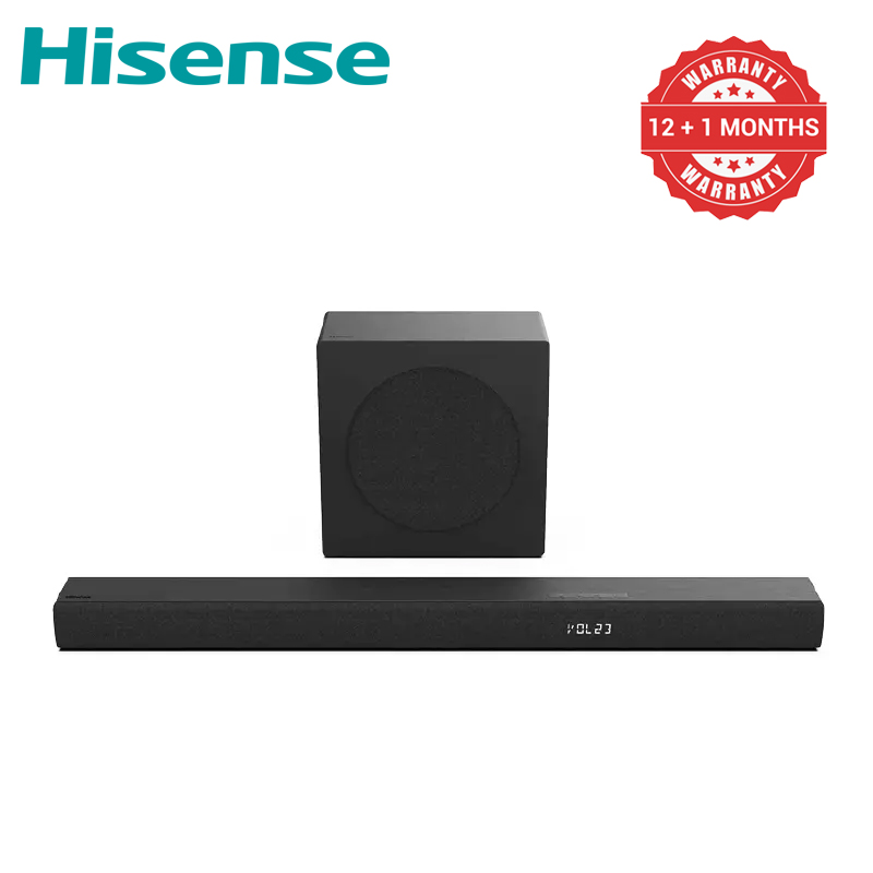 Hisense 3.1CH HS3100 Soundbar 480W  Bluetooth Enabled, Dolby Audio, Sound Bar, DTS Virtual:X, Wireless Subwoofer, Powerful Bass