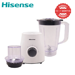 Hisense 1.5L 2 In 1 Motor Stainless Steel 500W Blender H1STBWES1A Quality with Grinder Juicer White