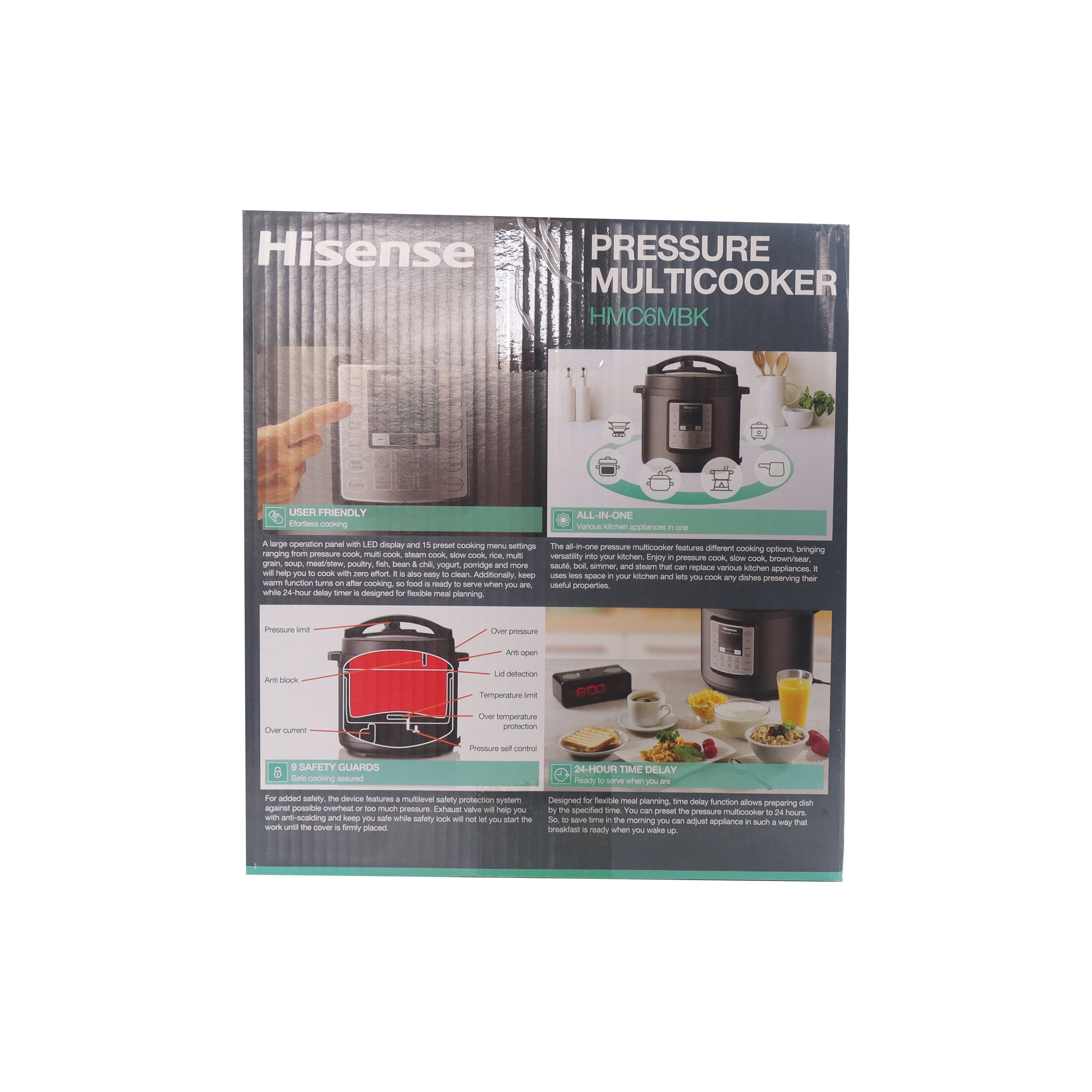 Hisense 6L Rice Cooker Electric Pressure Cooker 1000W Classic Kitchen Cooking Pot  HMC6MBK