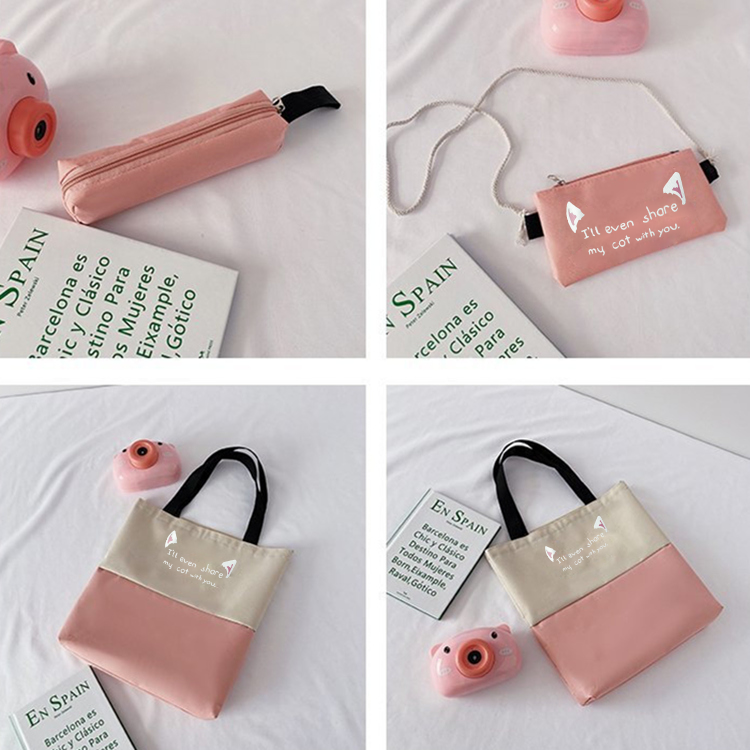 4 PCS/Sets Handbags Backpack For Women Bags Ladies Bags Bookbags School Bags Nylon Cloth Clutch Purse Wallet