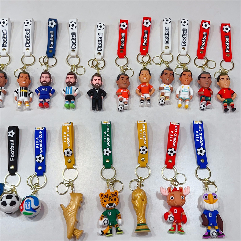 2026 World Cup Football Star Keychain | World Cup Themed Bag & Keyring Accessory | Messi & Ronaldo Figurine, Durable PVC Charm, Backpack Charm for Soccer Fans