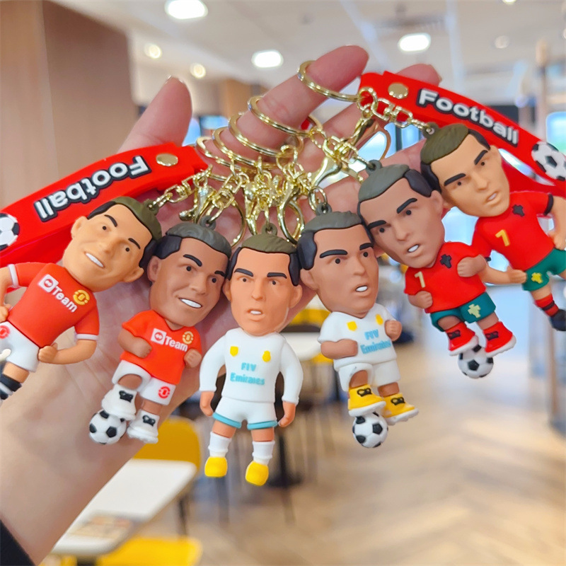 2026 World Cup Football Star Keychain | World Cup Themed Bag & Keyring Accessory | Messi & Ronaldo Figurine, Durable PVC Charm, Backpack Charm for Soccer Fans