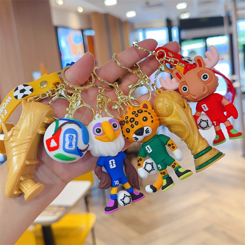 2026 World Cup Football Star Keychain | World Cup Themed Bag & Keyring Accessory | Messi & Ronaldo Figurine, Durable PVC Charm, Backpack Charm for Soccer Fans