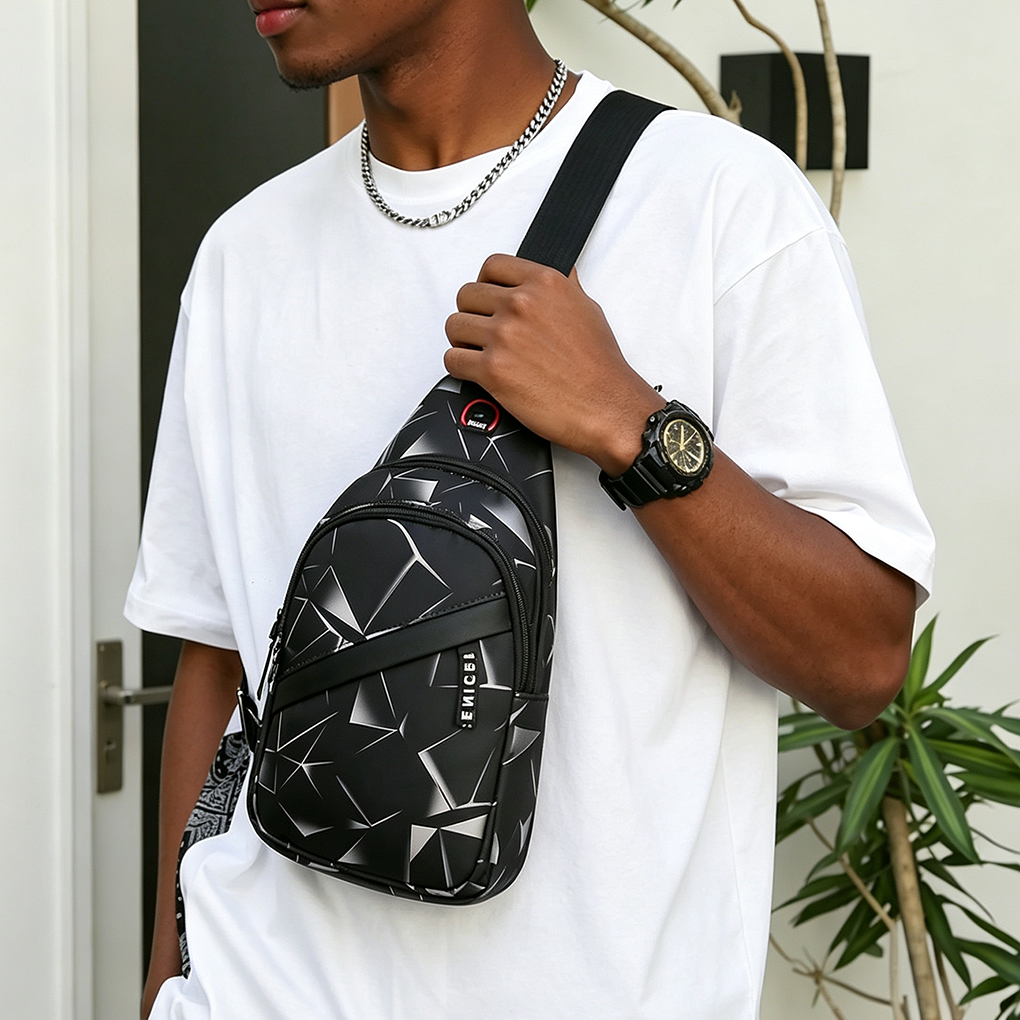 Cross-Body Sling Bags Wear-Resistant Oxford Fabric Double Zipper Workmanship Fine Lightweight Outdoor Leisure Travel Sports Men's Single Shoulder Crossbody Bag