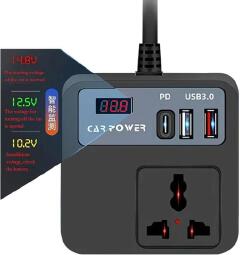 Car Inverter 12V 24V to 110V 220V, Charger Truck Power Converter USB, 100W Vehicle Power Supply Adapter