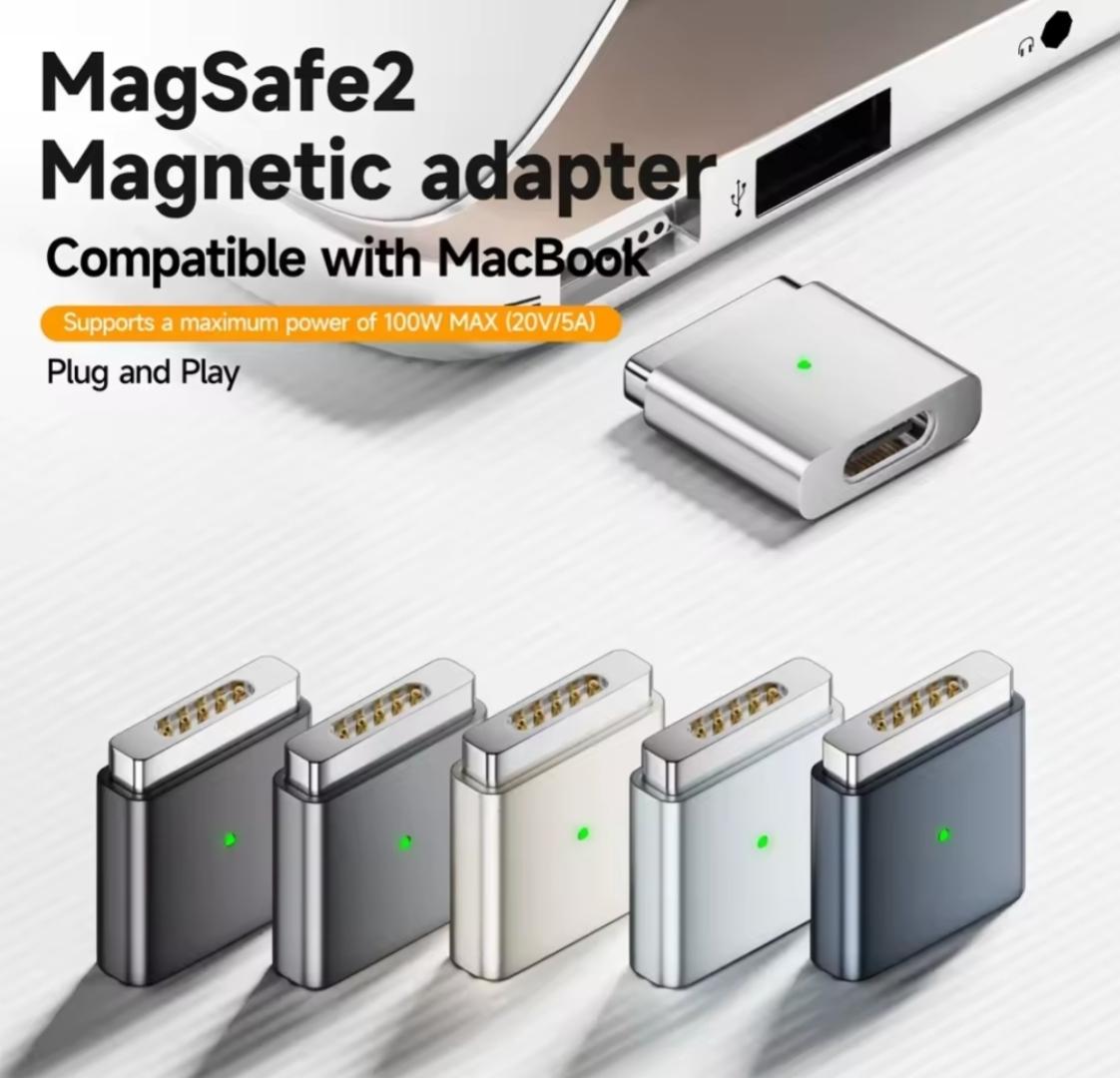 USB C to Magnetic Adapter for Magsafe 2, PD 100W Type C to Magnetic 2 Power Converter Quick Charge USB C to Magnetic Connection Replacement for MacBook Air Pro 2013-2015