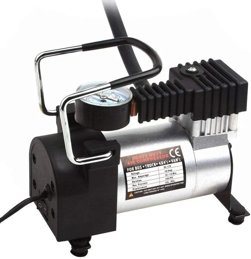 Metal Electric Car Air Compressor with Pressure Gauge, 12V DC Portable Tyre Inflator Air Pump for Car, Trucks, Bus, Bike, Auto & Van, 150 PSI High Pressure