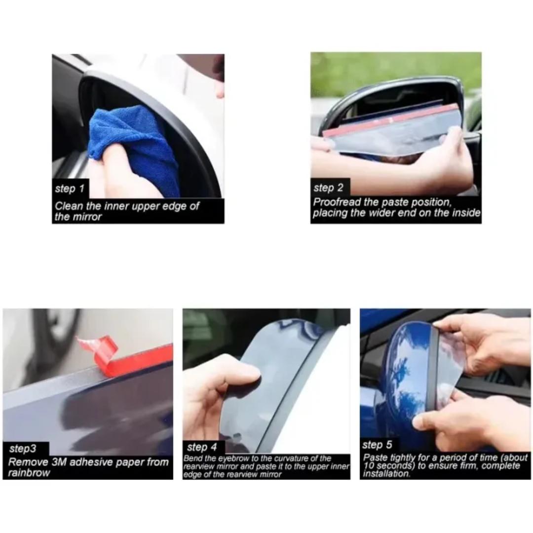 2Pcs Car Rearview Mirror Rain Guard Side Mirror Rain Shield Protector Deflector Weather Trim Clear and Black