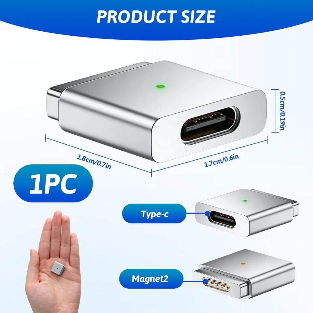 USB C to Magnetic Adapter for Magsafe 2, PD 100W Type C to Magnetic 2 Power Converter Quick Charge USB C to Magnetic Connection Replacement for MacBook Air Pro 2013-2015