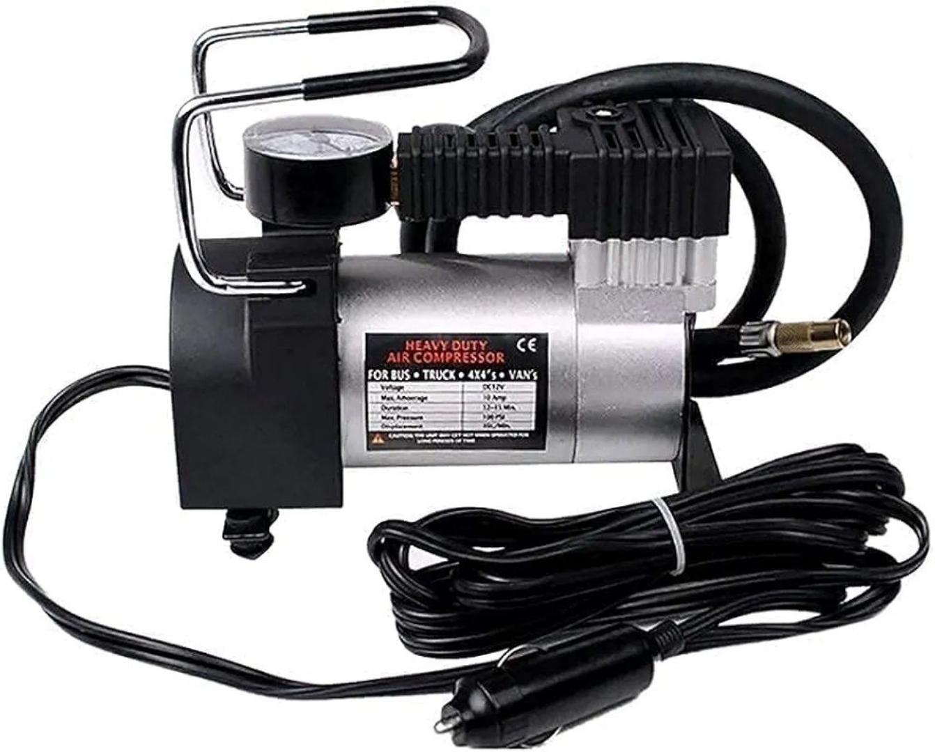 Metal Electric Car Air Compressor with Pressure Gauge, 12V DC Portable Tyre Inflator Air Pump for Car, Trucks, Bus, Bike, Auto & Van, 150 PSI High Pressure