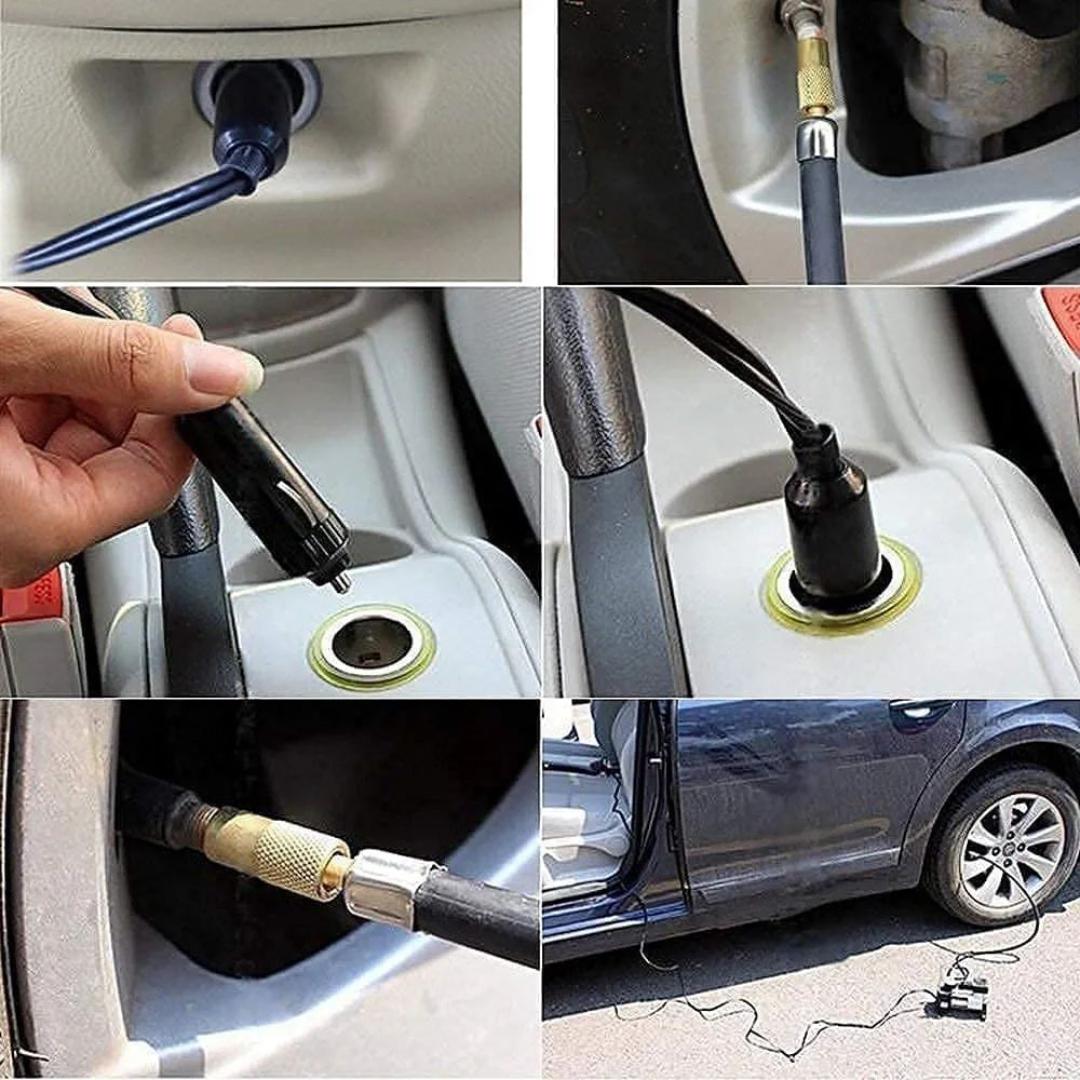 Metal Electric Car Air Compressor with Pressure Gauge, 12V DC Portable Tyre Inflator Air Pump for Car, Trucks, Bus, Bike, Auto & Van, 150 PSI High Pressure