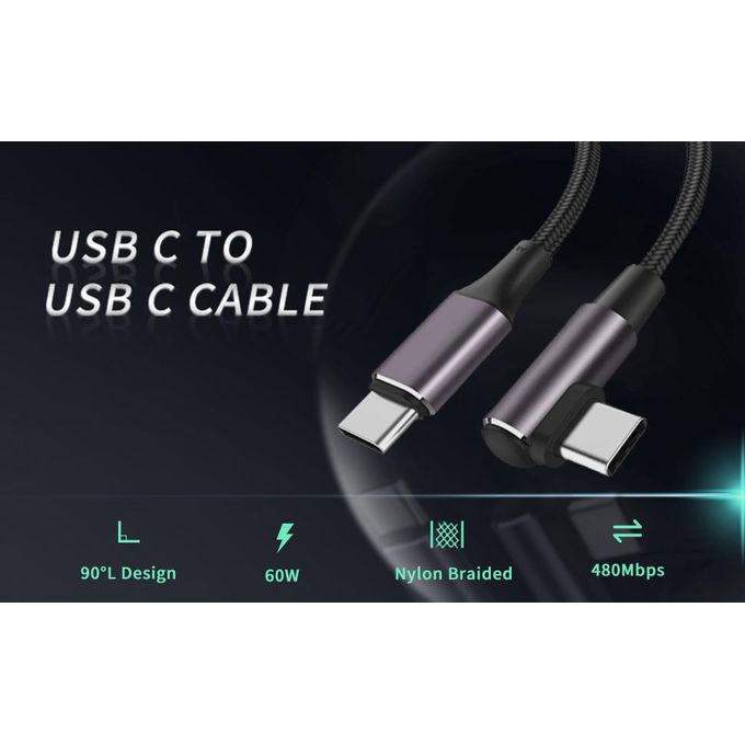 TYPE C braided data USB C - C elbow Fast CHARGE cable EAT CHICKEN CABLE