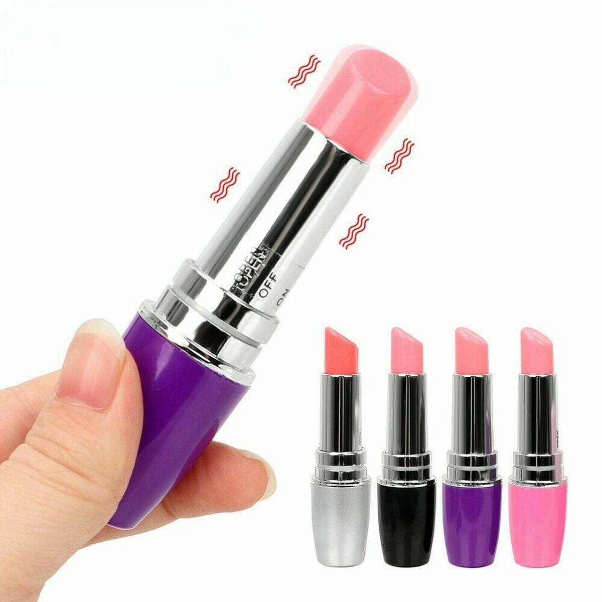 Bullet Lipstick G Spot Vibrator - Lipstick Shaped Tip with 10 Vibration Modes Discreet Pocket Womens Vibrator for Her, BATTERY OPERATED Soft Powerful Vibrating Adult Toy Silver