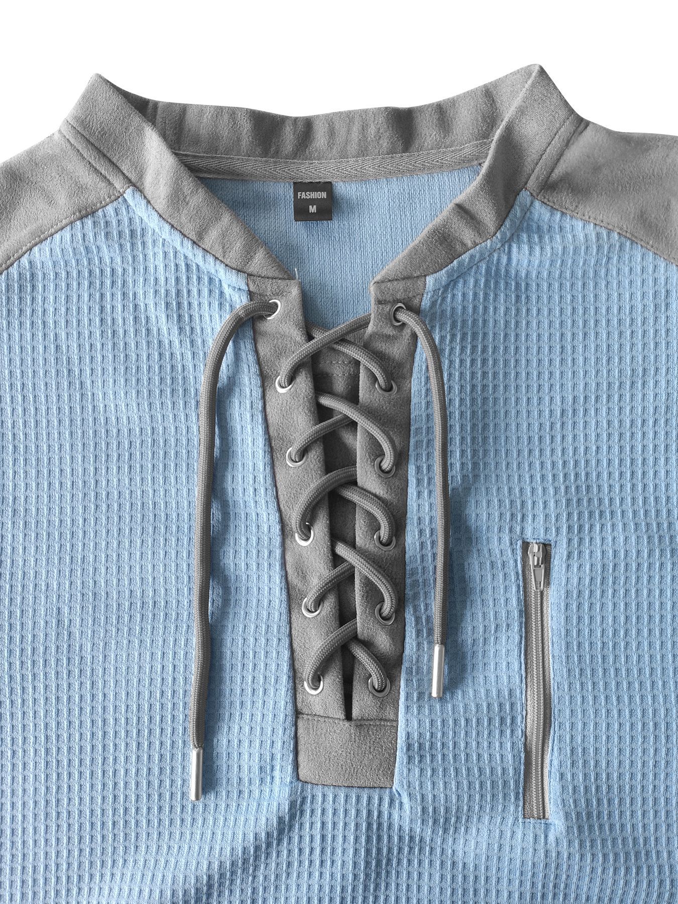 Men's Clothing Tops Sweatshirts Men's Drawstring Top Waffle Color Blocked Long Sleeved Shirt Plus Size Casual Sports American Long Sleeved Shirt