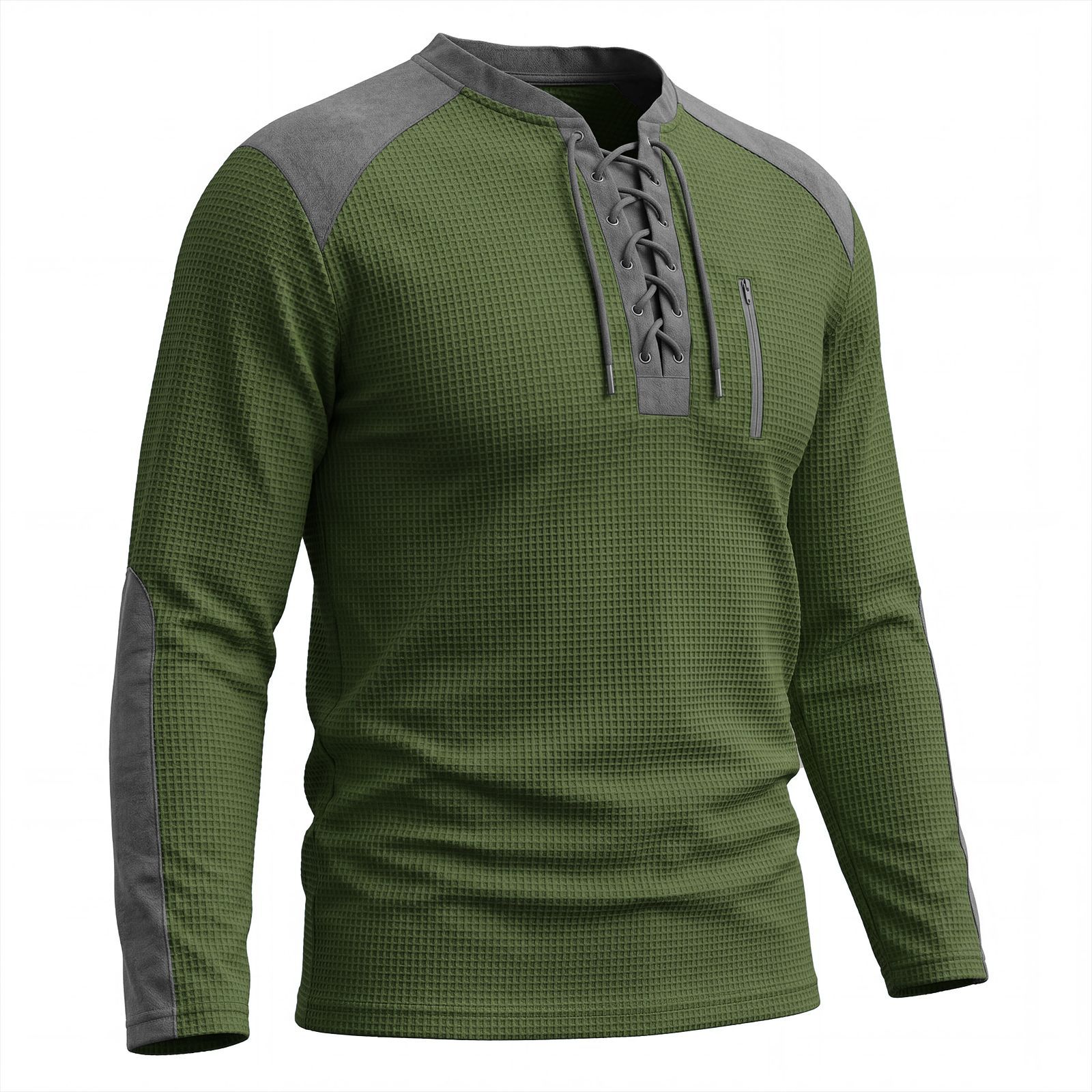 Men's Clothing Tops Sweatshirts Men's Drawstring Top Waffle Color Blocked Long Sleeved Shirt Plus Size Casual Sports American Long Sleeved Shirt