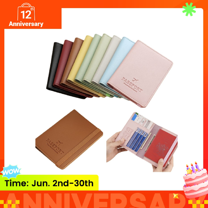 Passport Cover Passport Holder Passport Bag PU Leather Passport Holder Multi-Function Passport Clip Passport Document Cover Passport Case Portable Travel Ultra-Thin Passport Holder