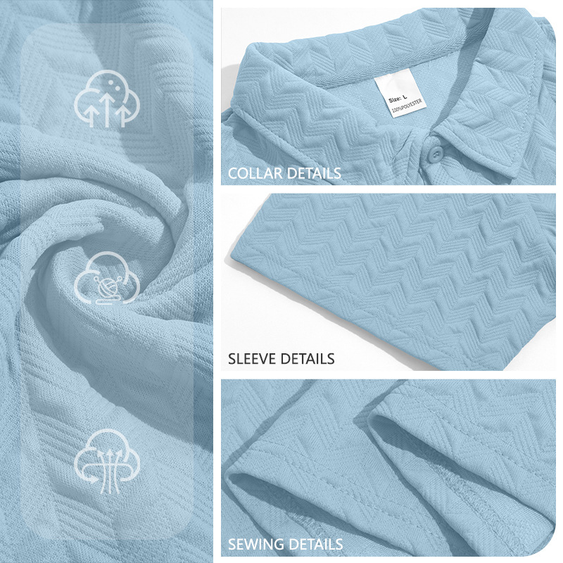 Men's Clothing Sets Two-Piece Outfit Summer Texture Jacquard Flip Collar Polo Shirt Set European American Men's Casual Short Sleeve Shorts Two-Piece Set