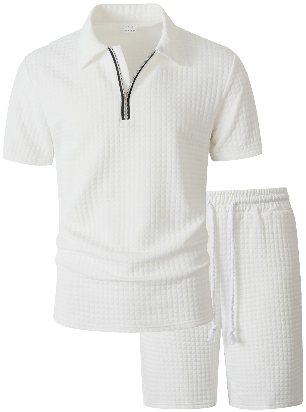 Men's Clothing Sets Two-Piece Outfits Men's Summer American Checkered Polo Shirt Solid Color Short Sleeved Shorts Two Piece Casual Sports Set