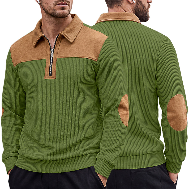Men's Clothing Tops Sweatshirts Hoodies New Sweater Lapel Patchwork Casual Commute Sports Zip-Up Hoodie for Autumn Winter