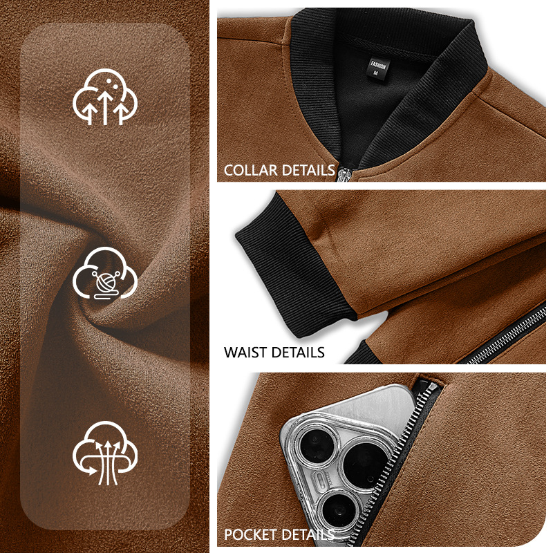 Men's Clothing Tops Jackets Coats Men's Spring Autumn Suede Pilot Jacket Retro Street Baseball Jacket Motorcycle Jacket Outerwear