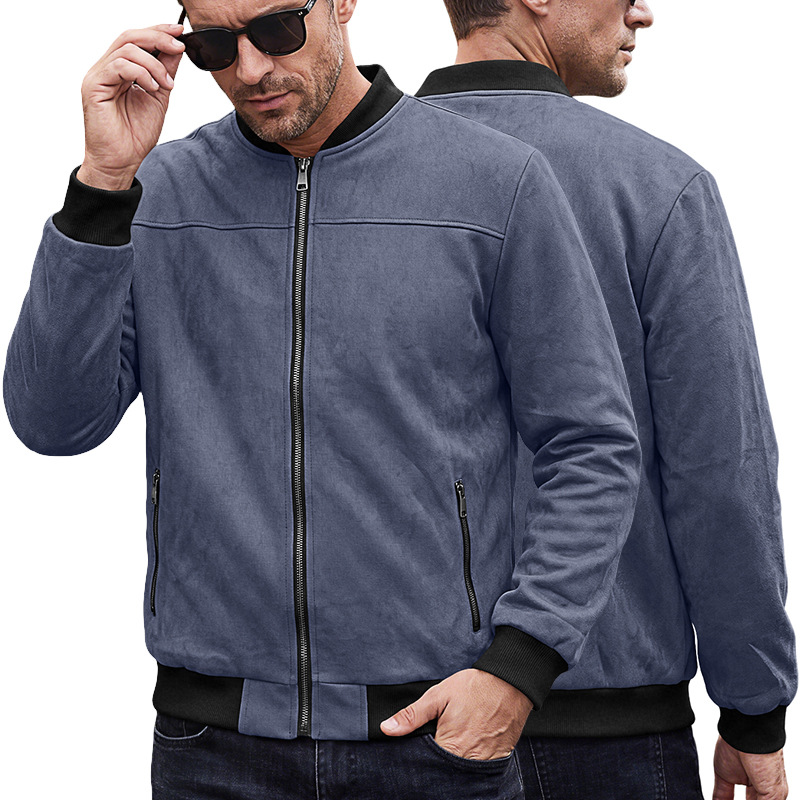 Men's Clothing Tops Jackets Coats Men's Spring Autumn Suede Pilot Jacket Retro Street Baseball Jacket Motorcycle Jacket Outerwear