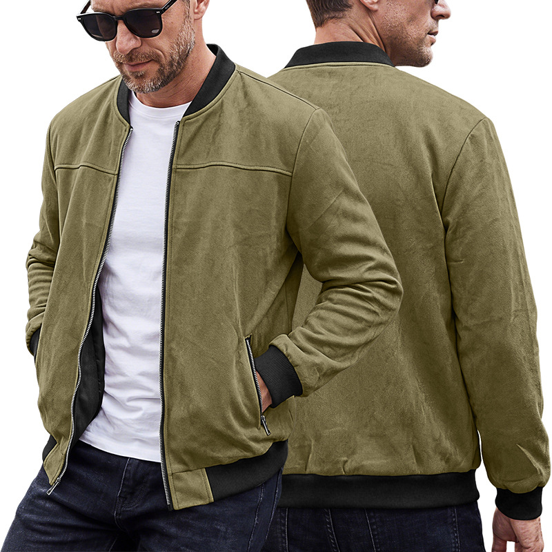 Men's Clothing Tops Jackets Coats Men's Spring Autumn Suede Pilot Jacket Retro Street Baseball Jacket Motorcycle Jacket Outerwear