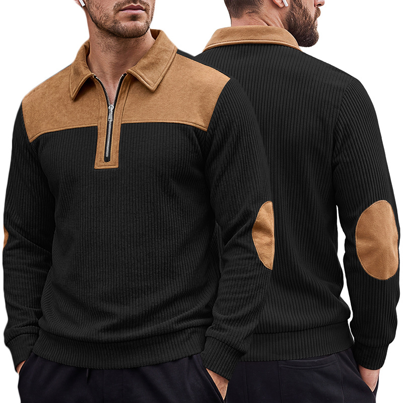 Men's Clothing Tops Sweatshirts Hoodies New Sweater Lapel Patchwork Casual Commute Sports Zip-Up Hoodie for Autumn Winter