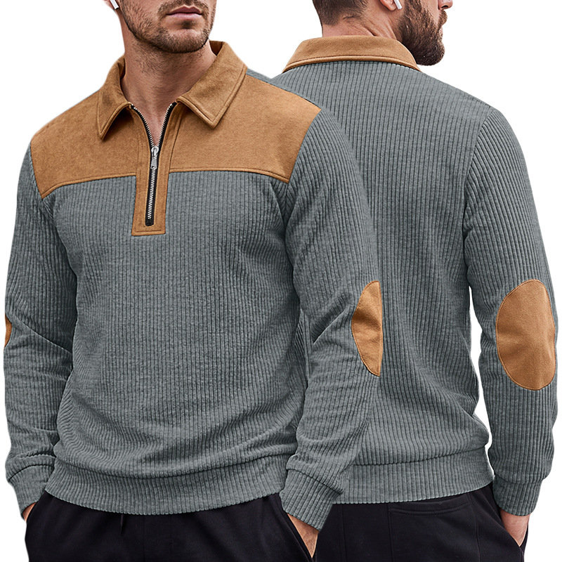 Men's Clothing Tops Sweatshirts Hoodies New Sweater Lapel Patchwork Casual Commute Sports Zip-Up Hoodie for Autumn Winter