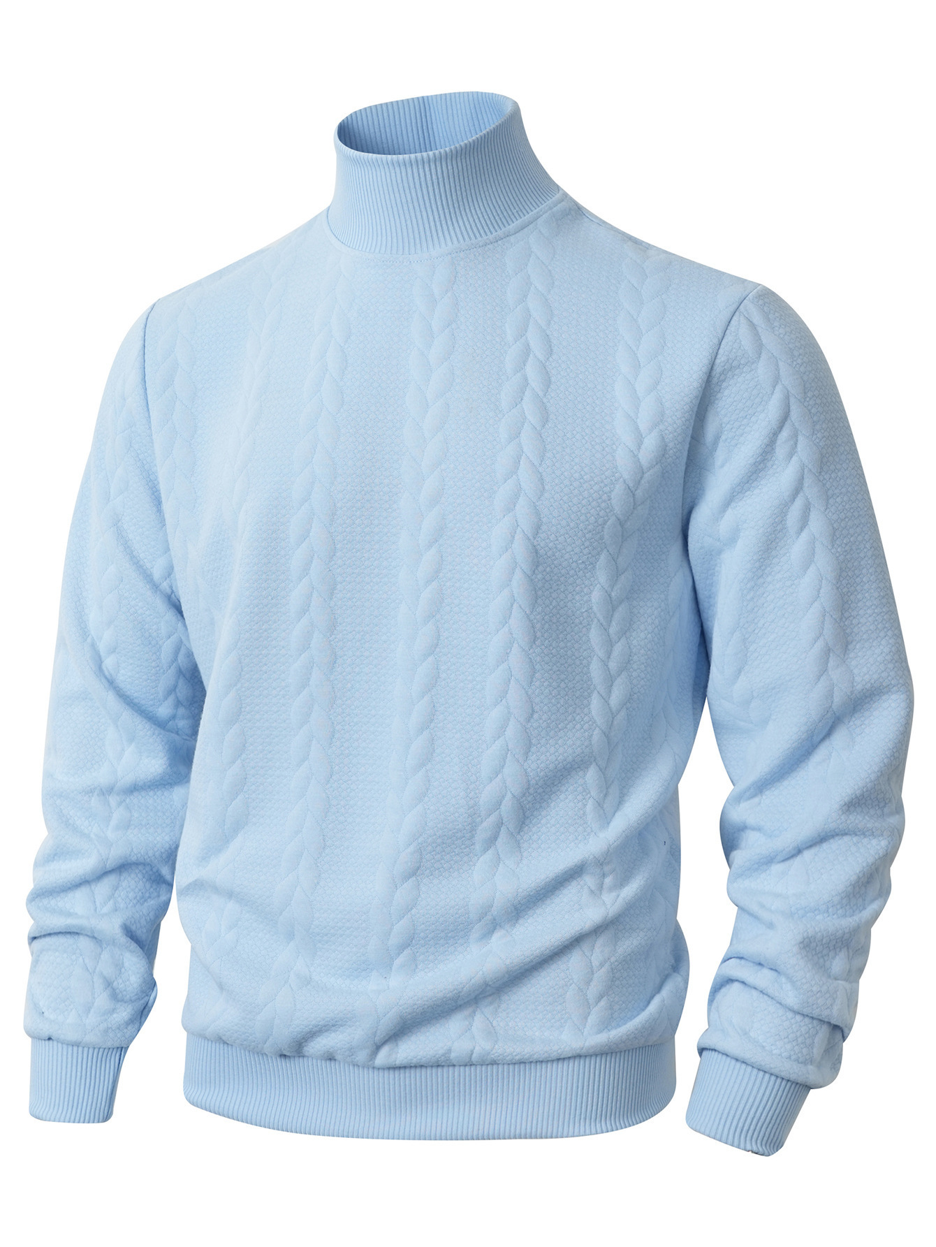 Men's Clothing Tops Sweaters Cardigans Jacquard Knit Sweater New Fall Winter Solid Color High-Neck Warm Casual Men's Long Sleeve Pullover