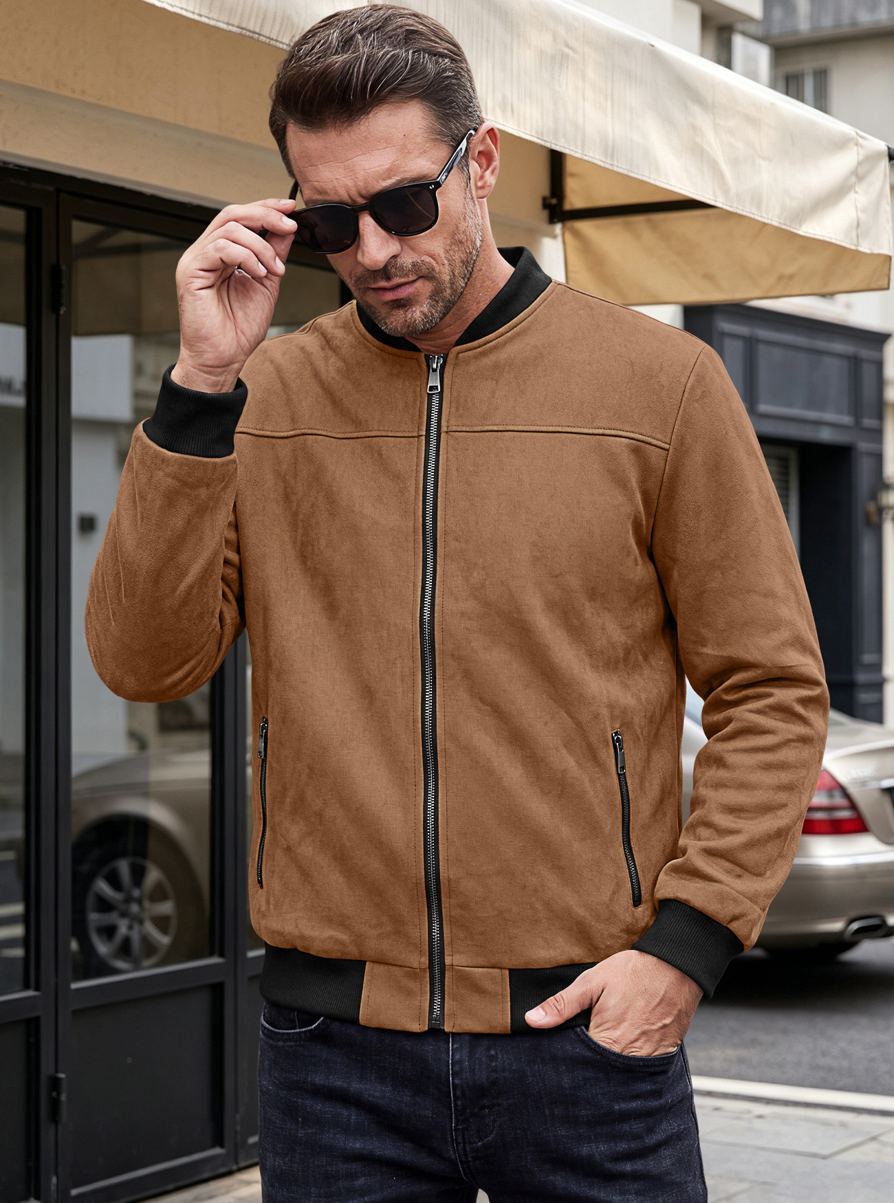 Men's Clothing Tops Jackets Coats Men's Spring Autumn Suede Pilot Jacket Retro Street Baseball Jacket Motorcycle Jacket Outerwear