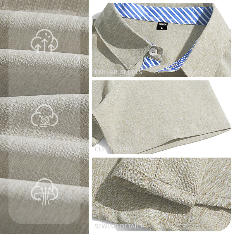 Men's Clothing Tops T-Shirts Summer New Men's Linen Short Sleeve Shirts with Pocket Casual T-Shirts