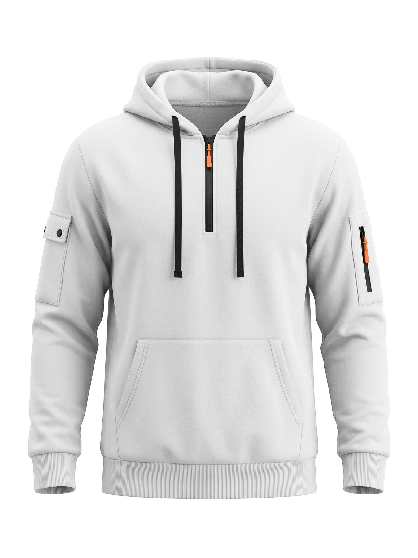 Men's Clothing Tops Sweatshirts Hoodies  Men's Autumn Winter Solid Color Drawstring Hooded Long Sleeve Sweatshirt with Side Zip Thickened Casual Sports Pullover