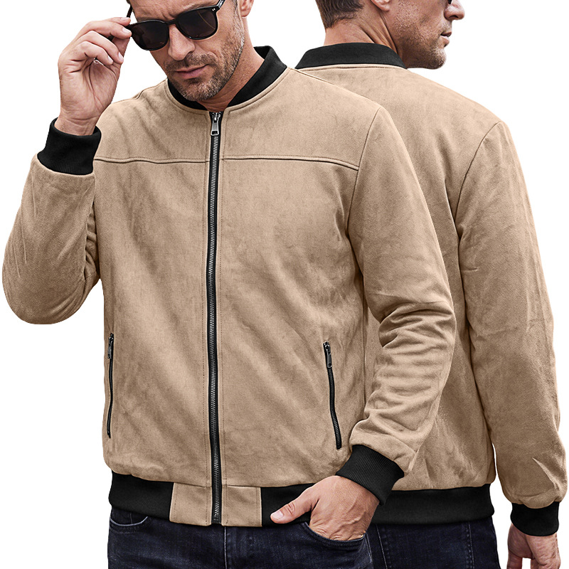 Men's Clothing Tops Jackets Coats Men's Spring Autumn Suede Pilot Jacket Retro Street Baseball Jacket Motorcycle Jacket Outerwear